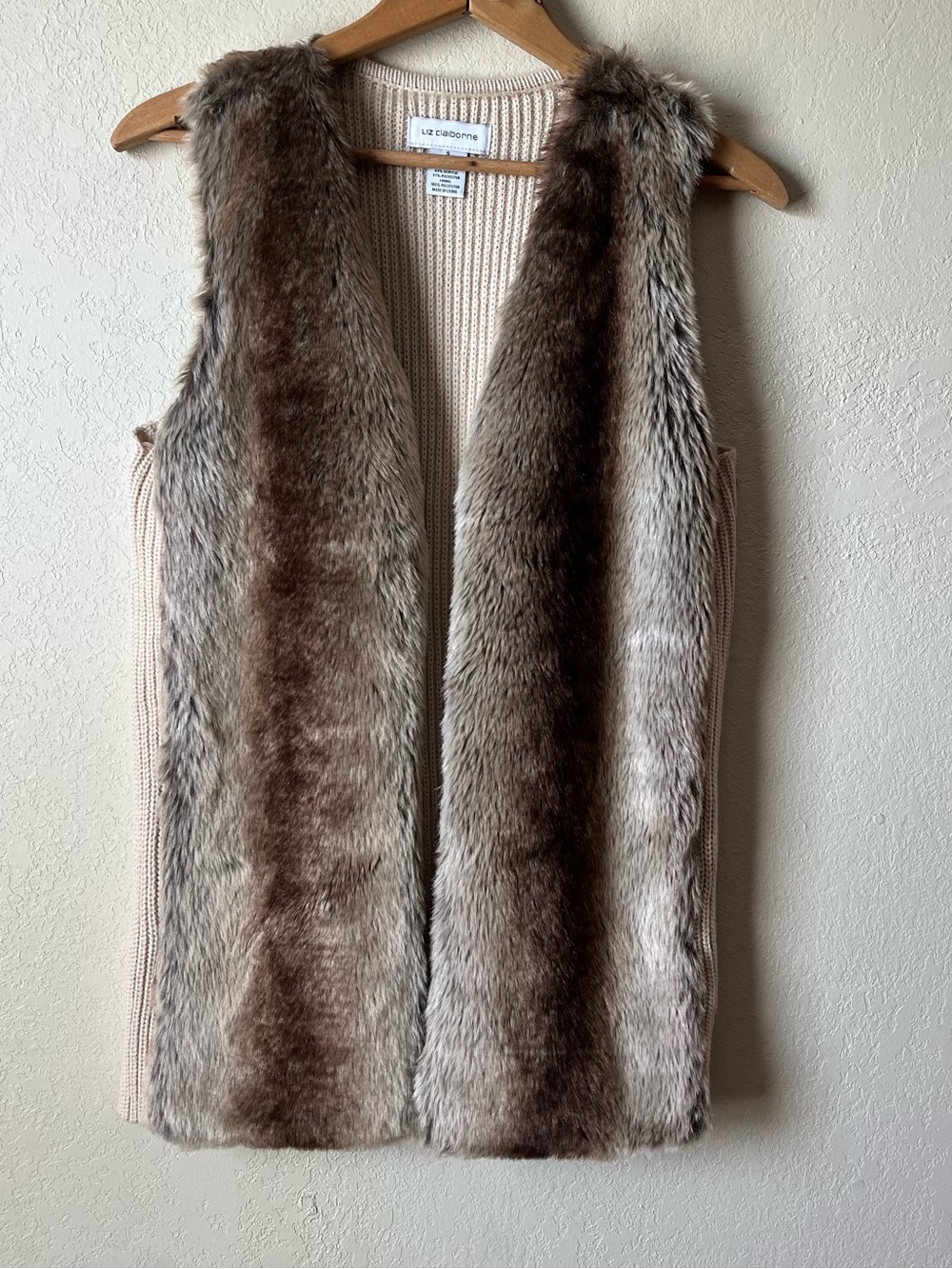 Liz Claiborne Knit Vest with Faux Fur Front